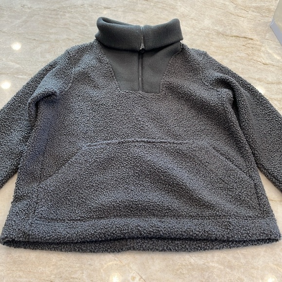 Lands End | Cozy Boucle Fleece Pullover | Gray | Petite Size Medium (MP) - Picture 3 of 8